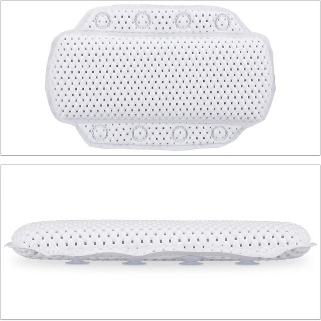 Relaxdays Badewannenkissen aus PVC Schaum in Weiß mit Saugnäpfen, rutschfest, B/T/H: 30,5 x 19,5 x 3,5 cm - Bild 1
