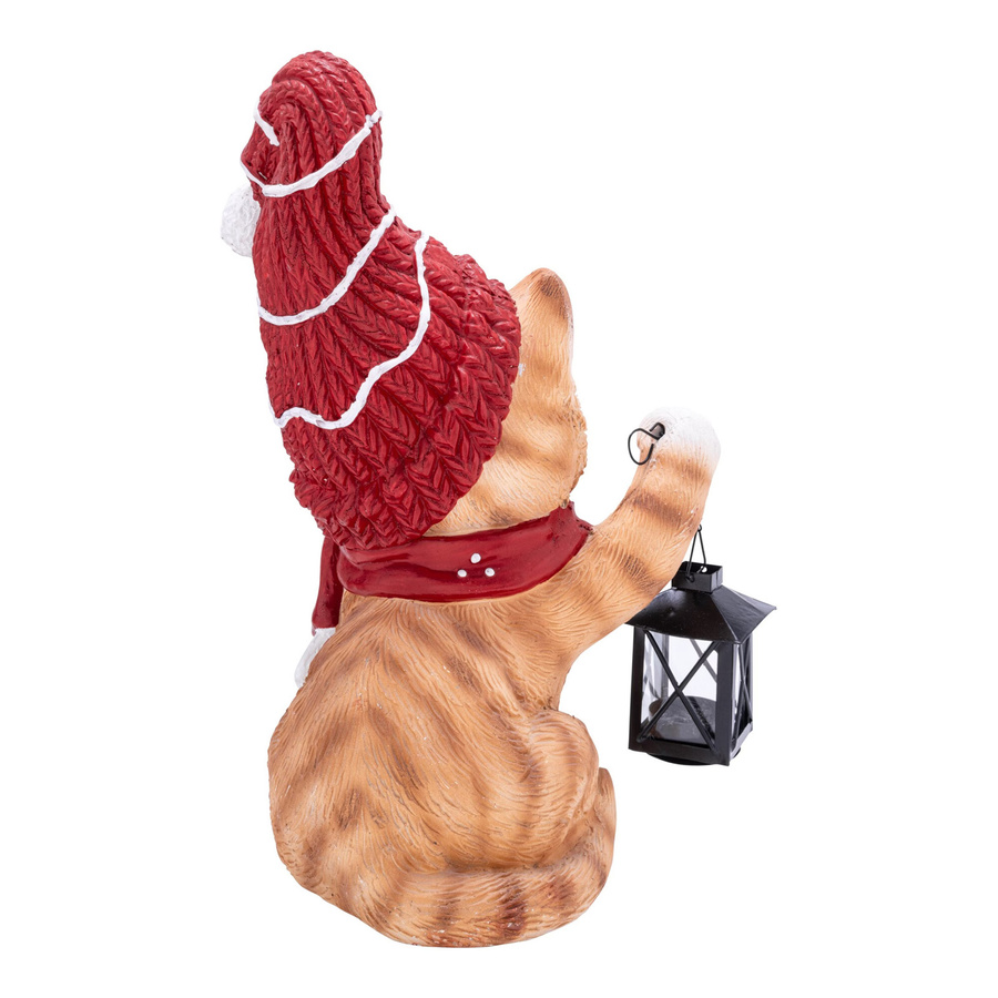 Gartenfigur Weihnachtskatze Simba von Viva Domo in Rot und Multicolour aus Kunststoff - Bild 3