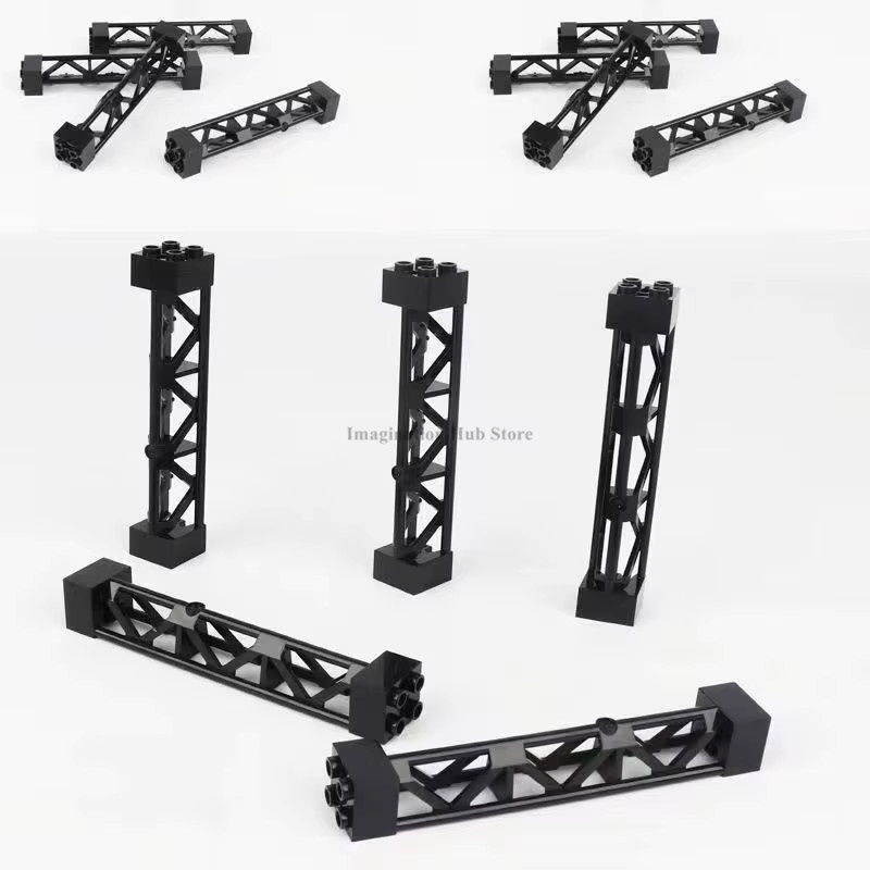 Supfy Eisenrahmen-Säulen Eisenbahnschienen-Stützhalterung, 8-teiliges Set, Schwarz - Bild 2