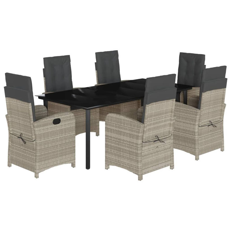 Vidaxl Gartenmöbel-Set aus PE-Rattan mit Kissen und Glastisch, 7-teilig, Grau - Bild 2