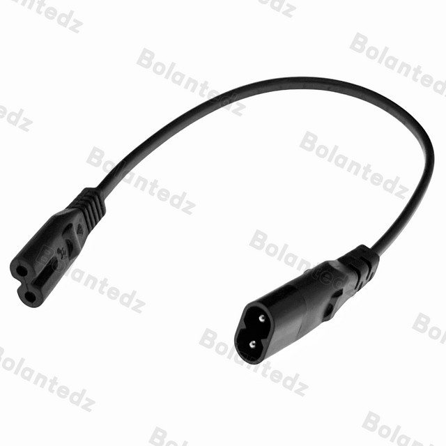 Bolantedz Adapter Konverter Kabel C7 auf C8, IEC320 C7 Buchse auf C8 Stecker Verlängerungskabel, Länge: 30 cm - Bild 1
