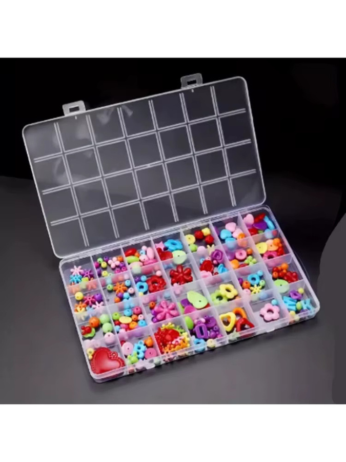 Luckyiasv Transparente Kunststoff-Aufbewahrungsbox mit 28 Fächern zur Schmuckaufbewahrung, B/T/H: 22 x 13 x 1,1 cm - Bild 3