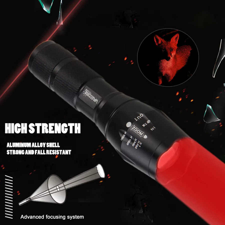 VASTFIRE Dual-Licht-Taschenlampe mit Rot und Grün, 1000 Lumen, 5 W, wasserdicht und wiederaufladbar, Schwarz - Bild 2