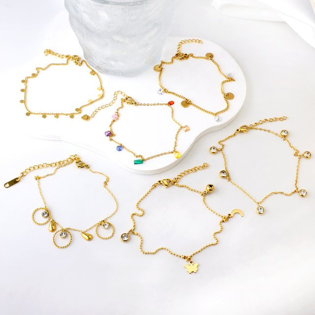 LUXUSTEEL Fußkettchen Edelstahl, Gold, Damen - Bild 1