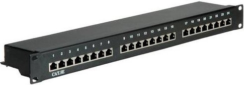 VALUE 24 Port Netzwerk-Patchpanel CAT 5e geschirmt, Schwarz, Breite: 48,3 cm, 1 HE - Bild 1
