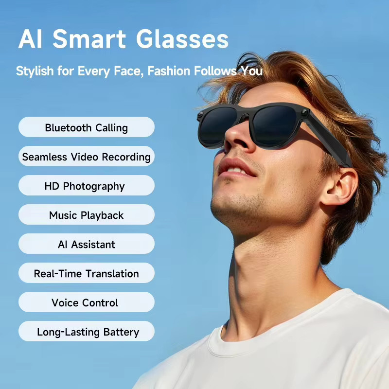 Lenovo HOT1600W KI-Smartbrille mit HD-Videoaufnahme, Echtzeit-Übersetzung und WLAN-Übertragung in Schwarz oder Weiß - Bild 6