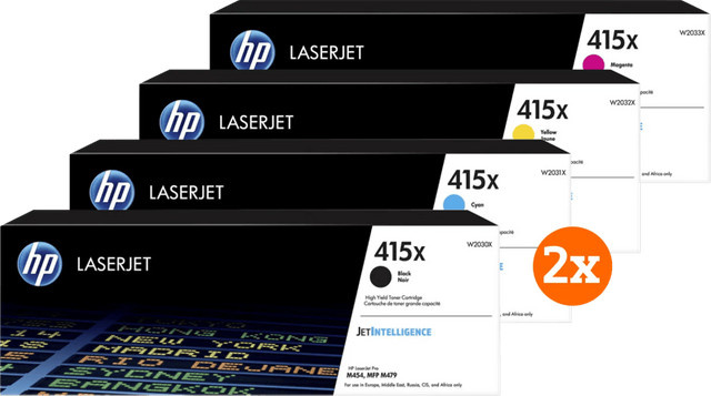 HP 415X Toner Multipack mit 2 Laserkartuschen in Schwarz, Gelb, Magenta und Multicolor - Bild 1