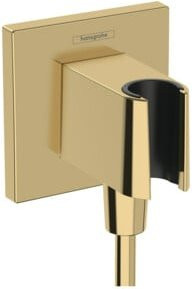Hansgrohe Wandanschluss Fixfit E Eckverbindung mit Brauseschlauchanschluss in Poliert Gold Optik, 1/2 Zoll, Wandmontage - Bild 1