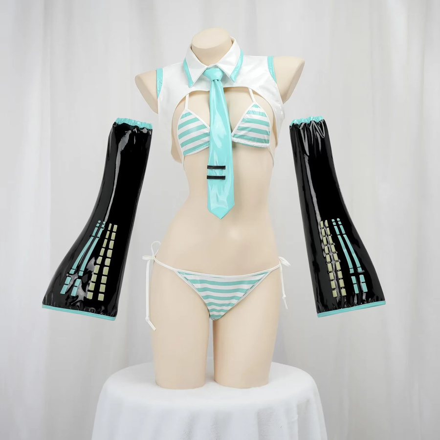 HHYRCOS Miku Cosplay Kostüm, Mädchen, Bikini Set, Bunt / Mehrfarbig - Bild 2