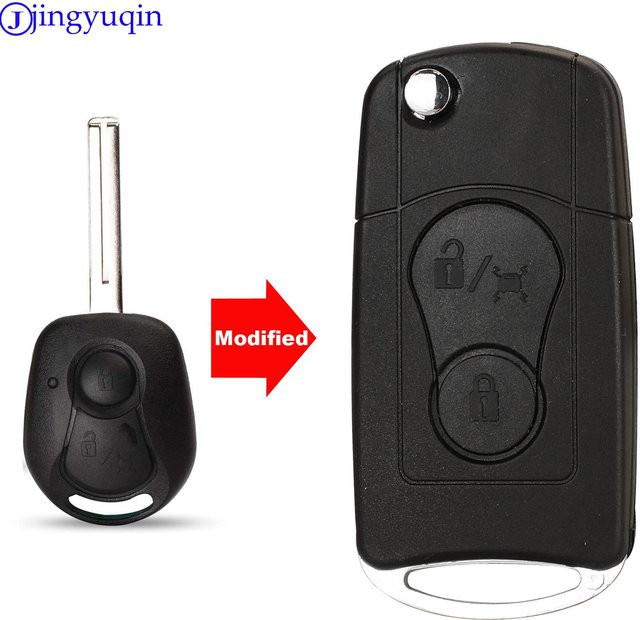 Jingyuqin Remote Flip Folding Auto Schlüssel Etui Shell Cover Fob für Ssangyong Actyon SUV Kyron, Schwarz, 2 Tasten - Bild 1