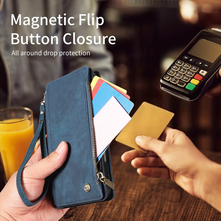 Magnetische PU-Leder Handyhülle für Samsung Galaxy S26 S25 S24 S23 S21 S20 FE Plus mit Kartenfächern und RFID-Schutz als Brieftaschen-Cover in Schwarz oder Blau - Bild 6