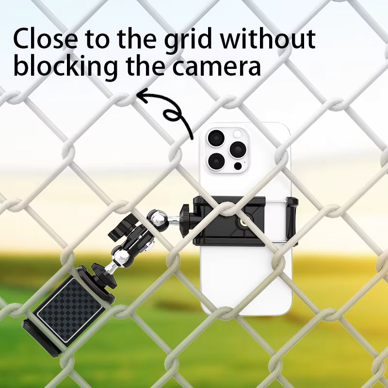 Handy-Zaunhalterung in Schwarz für Smartphones, GoPro, Insta360 und Mevo Start zur Aufnahme von Baseball, Softball und Tennis - Bild 5