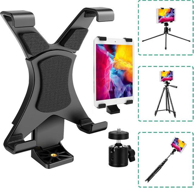 MovingMic Universeller Tablet-Ständer-Adapter mit Vientiane Gimbal in Schwarz für Stativ und Einbeinständer, kompatibel mit iPad, iPad Air, iPad Mini und weiteren Tablets - Bild 1