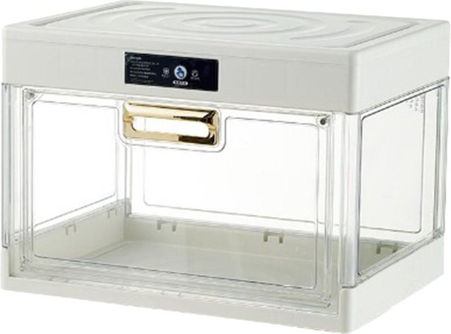 Aimo Stapelbare Tassenaufbewahrungsbox mit Deckel, Staubdichte Aufbewahrungsbox für Kaffeebecher und Gläser, Weiß - Bild 1