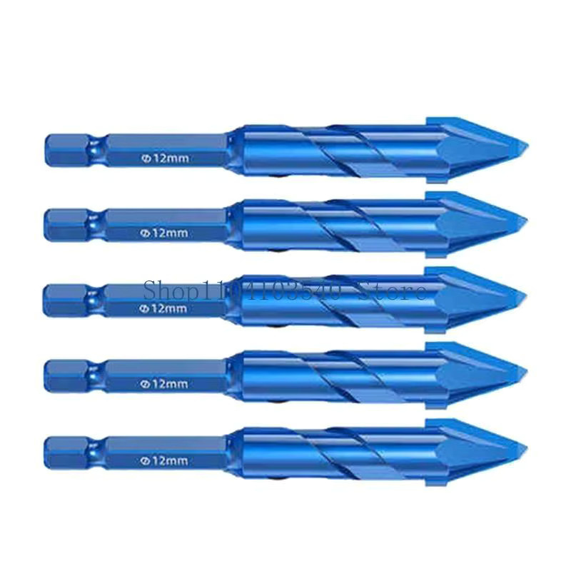 02DC Hochfestes Spezial-Exzenter-Spiralbohrer-Set mit Abschrägung für Stein, Glas, Marmor und Fliesen in Blau, Durchmesser: 6 mm, 8 mm, 10 mm, 12 mm - Bild 2