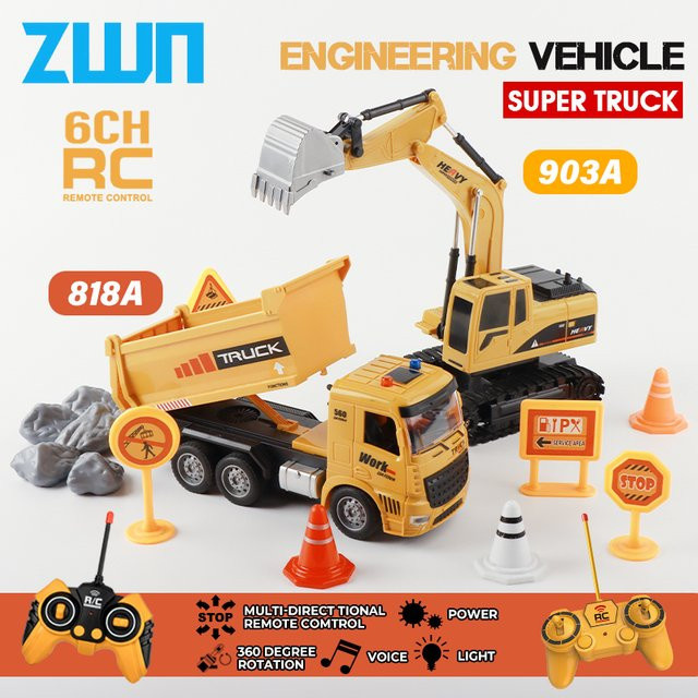 ZWN Ferngesteuerter Bagger und Muldenkipper, RC-Modellauto, Baufahrzeug - Bild 1