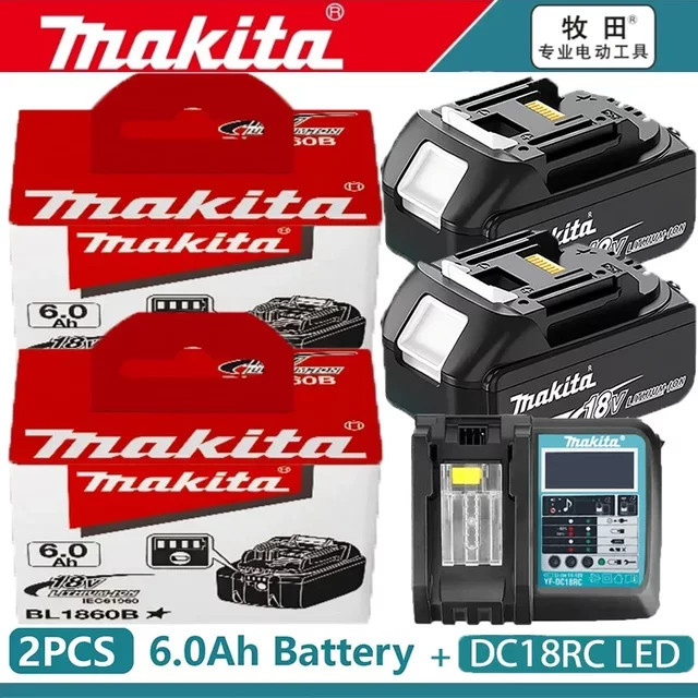 Makita 18V Akku 6Ah mit Akkuanzeige in Schwarz für Elektrowerkzeuge (kompatibel mit BL1830, BL1840, BL1850) - Bild 1