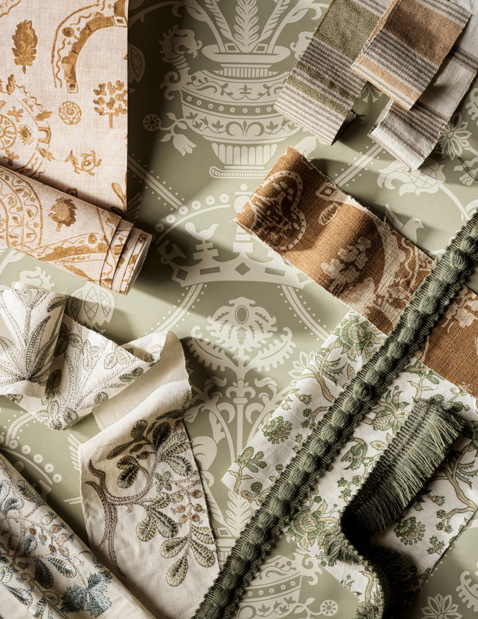 Sanderson Tapete Highgrove Damask in Silver Green mit floralem Design und botanischem Muster als Vlies-Tapete - Bild 2