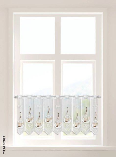 POCOline Scheibengardine Kaffee Braun mit Streifen-Design, B: 145 cm, H: 45 cm - Bild 1