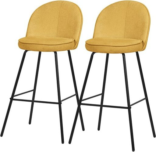 2er Set Barhocker ML-Design in Senfgelb mit Rückenlehne und Fußstütze, H x B x T: 102 x 52 x 50 cm - Bild 1
