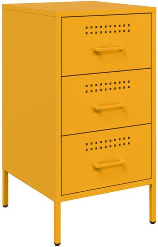 Vidaxl Nachttisch im Industrial Design aus Stahl, Gelb, B/T/H: 36 x 39 x 68 cm - Bild 1