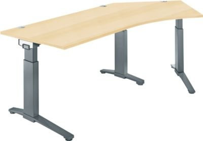 Schäfer Shop Genius Schreibtisch ERGOSTYLE S mit C-Fuß Gestell, manuell höhenverstellbar, melaminharzbeschichtet, Ahorn/anthrazit, B: 216,5 cm, T: 80 cm, H: 67,5-89,5 cm - Bild 1