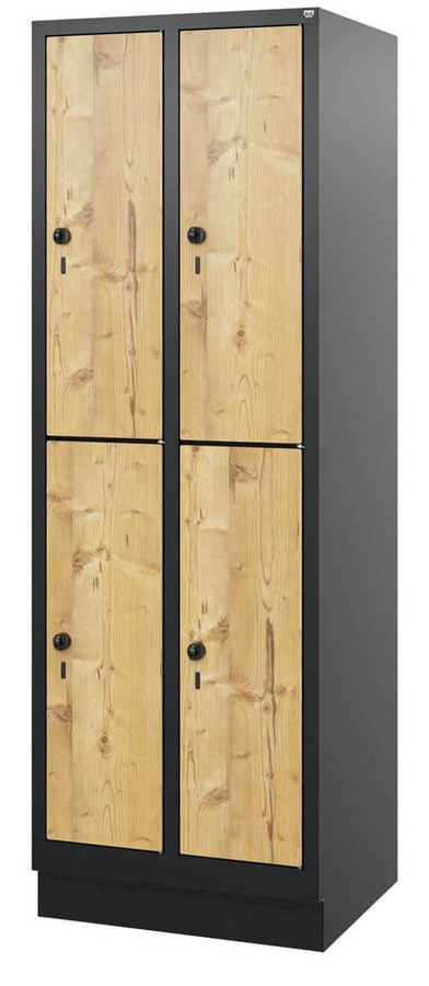 BIGBOXX HPL-Doppelstockspind Comfort mit Sockel und Scharniertüren in Braun - Bild 1