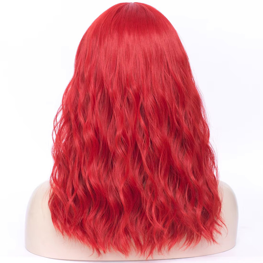 shyred Perücke, rote lockige Synthetik-Perücke mit Pony, Damen - Bild 2