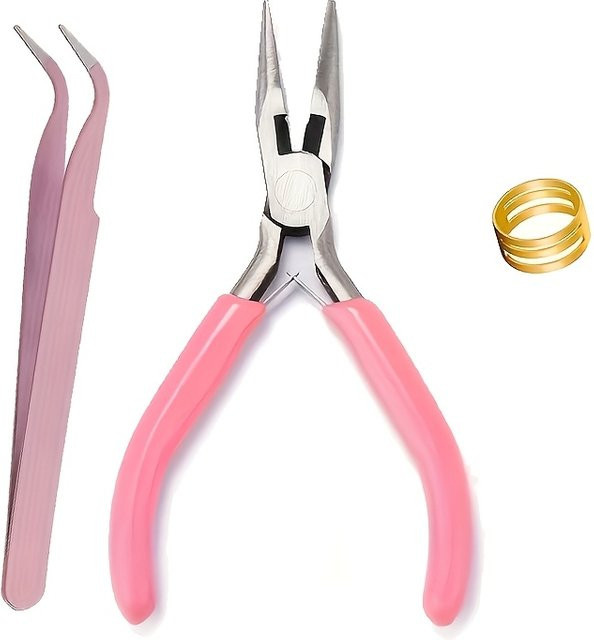 QYWCTZ 3er-Set Schmuckwerkzeug in Pink bestehend aus Spitzzange, Pinzette und Schmuckring für Kunsthandwerk und Reparaturen - Bild 1