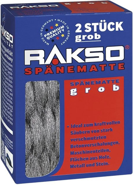 RAKSO Stahlwolle Spänematte Sorte Grob, 2 Stück, Grau - Bild 2