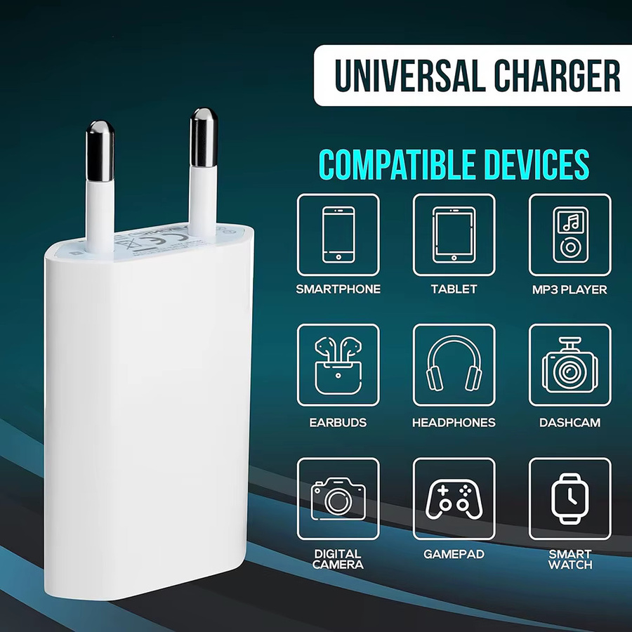 USB Wandladegerät mit EU-Stecker 5V/1A Reise-Netzadapter in Weiß für Xiaomi, Samsung, Huawei und Google Smartphones - Bild 4