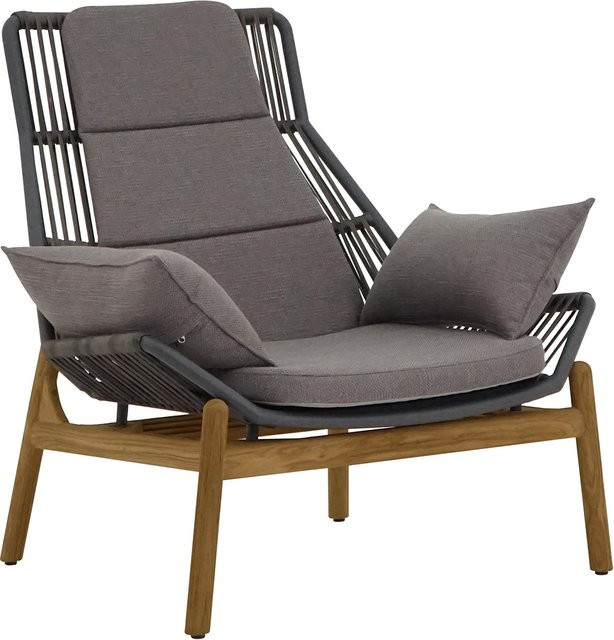 Zebra Pollux Lounge Casual Sessel aus Teak gebürstet mit Aluminium in Graphite und Rope Brown Brushed - Bild 1
