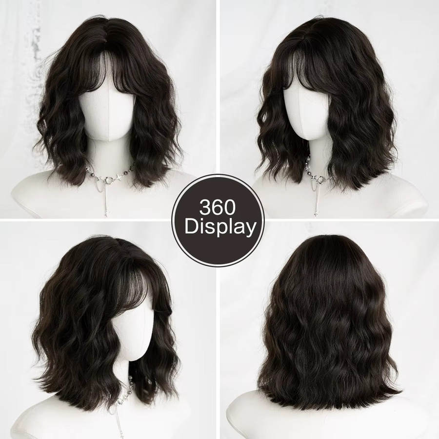 7JHH WIGS Perücke für Damen, dunkelbraun, gewellt, synthetisch - Bild 5