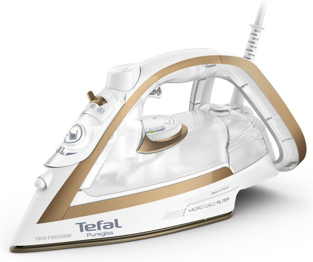 TEFAL Puregliss Dampfbügeleisen FV8042 in Weiß und Gold mit 2900 W, 270 g/min Dampfstoß und 1000 ml Wassertank - Bild 1
