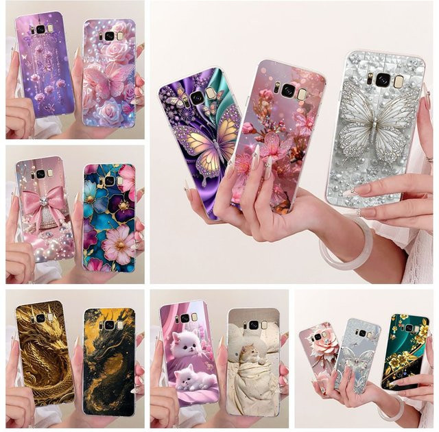 Luxus Silikonhülle mit Blumen und Schmetterlingen für Samsung Galaxy S8 und S8 Plus SM-G950F / G955F, Multicolour - Bild 1