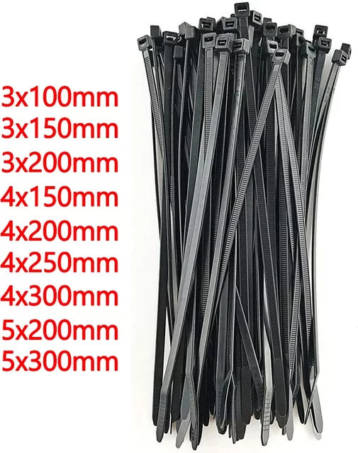 100 Stück Kunststoff-Nylon-Kabelbinder in Schwarz zur Befestigung und Kabelorganisation - Bild 1