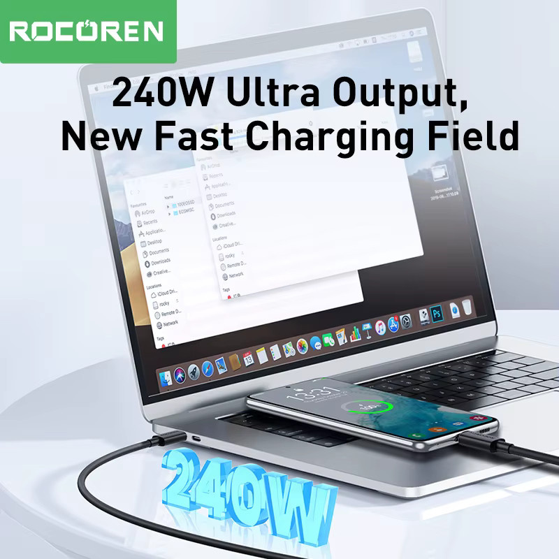 Rocoren USB C auf USB C Kabel 240 W PD3.1 Schnellladegerät und Datenkabel in Schwarz - Bild 2