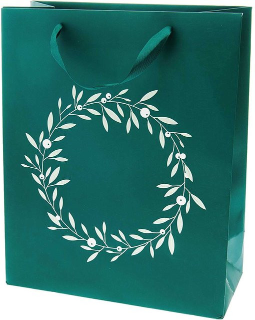Rico Design Paper Poetry Geschenktüte Kranz in Dunkelgrün B/T/H: 26 x 32 x 12 cm - Bild 1