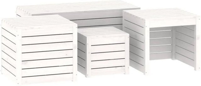 vidaXL 4-teiliges Gartenbox-Set aus weiß lackiertem Massivholz Kiefer in rustikaler Optik - Bild 1
