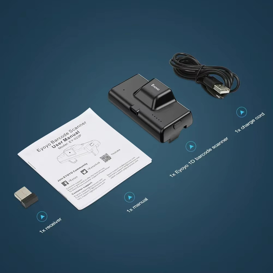Eyoyo EY-022 2D Bluetooth Barcode Scanner Schwarz – Drahtloser Clip-on Telefon Barcode Scanner für 1D, QR und PDF417 Codes - Bild 5