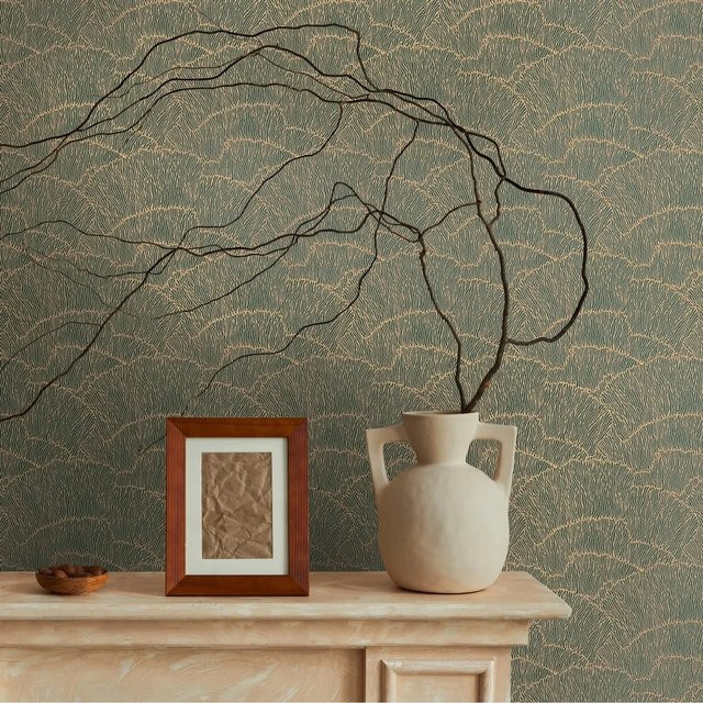 Livingwalls Tapete Uni Gold Grün und Metallfarbe, Breite: 53 cm, Länge: 10,05 m - Bild 1