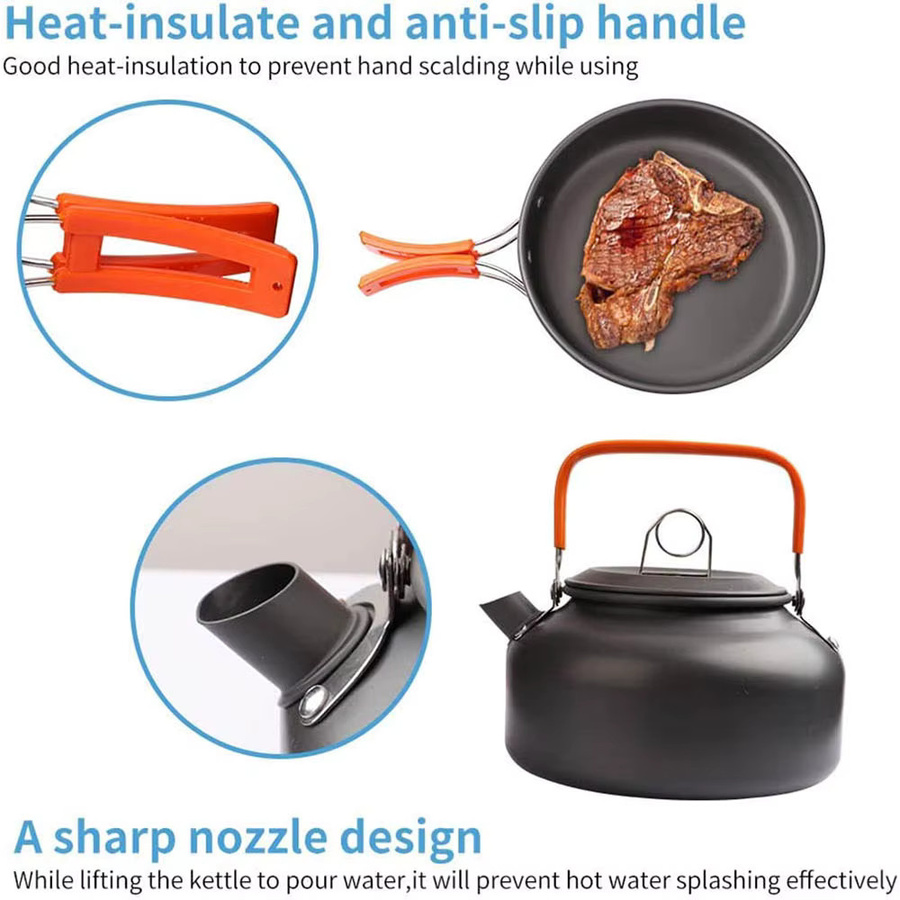LISM Camping-Kochgeschirr-Set aus Aluminium in Schwarz für Outdoor, Wandern und Picknick - Bild 4