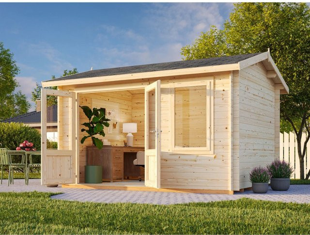 Palmako Gartenhaus Iris aus Fichtenholz mit Satteldach, lackiert in Grau-Anthrazit, B/T/H: 404 x 340 x 260 cm - Bild 1