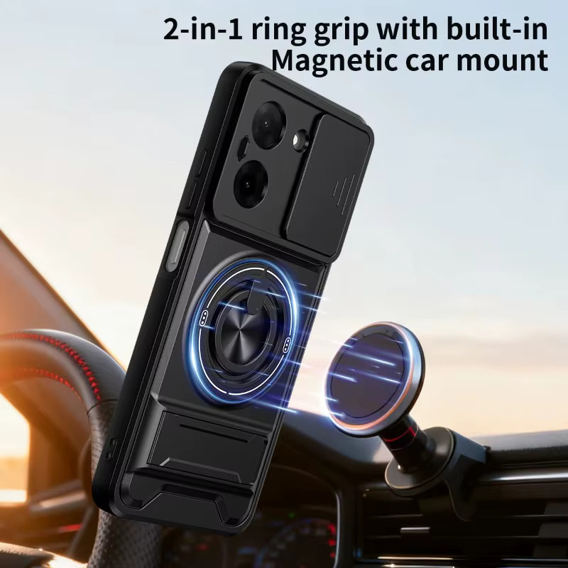 Robuste Xiaomi Poco X8 Pro Max X7 F8 Ultra F7 M8 M7 Pro 4G/5G Handyhülle aus PC und TPU mit Schiebe-Kameraabdeckung und Stoßschutz in Schwarz oder Silber - Bild 2