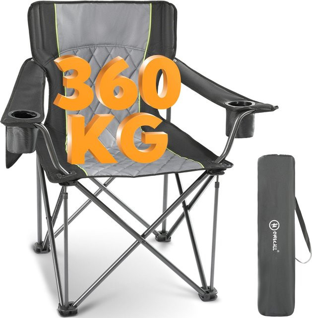 Homecall Campingstuhl XXL Klappstuhl mit 360 Grad Drehsitz und Getränkehalter, Grau, 600D Oxford-Gewebe und Stahl, Belastbar bis 300 kg - Bild 2