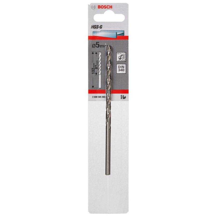 Bosch HSS-G Metallbohrer DIN 340 in Silber, Durchmesser: 5 mm, Länge: 87 mm, Gesamtlänge: 132 mm - Bild 2