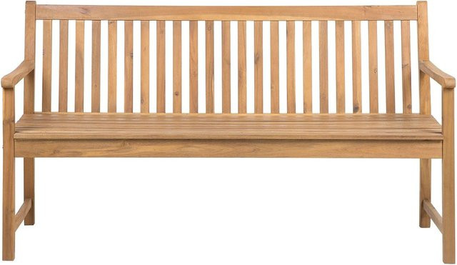Beliani Gartenbank VIVARA aus Akazienholz mit Sitzkissen in Heller Holzfarbe, B/T/H: 160 x 61 x 88 cm - Bild 1