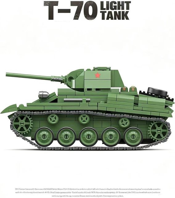 Crown Militärischer sowjetischer leichter Panzer T-70, Bausteine, 689 Teile, ab 10 Jahre - Bild 1