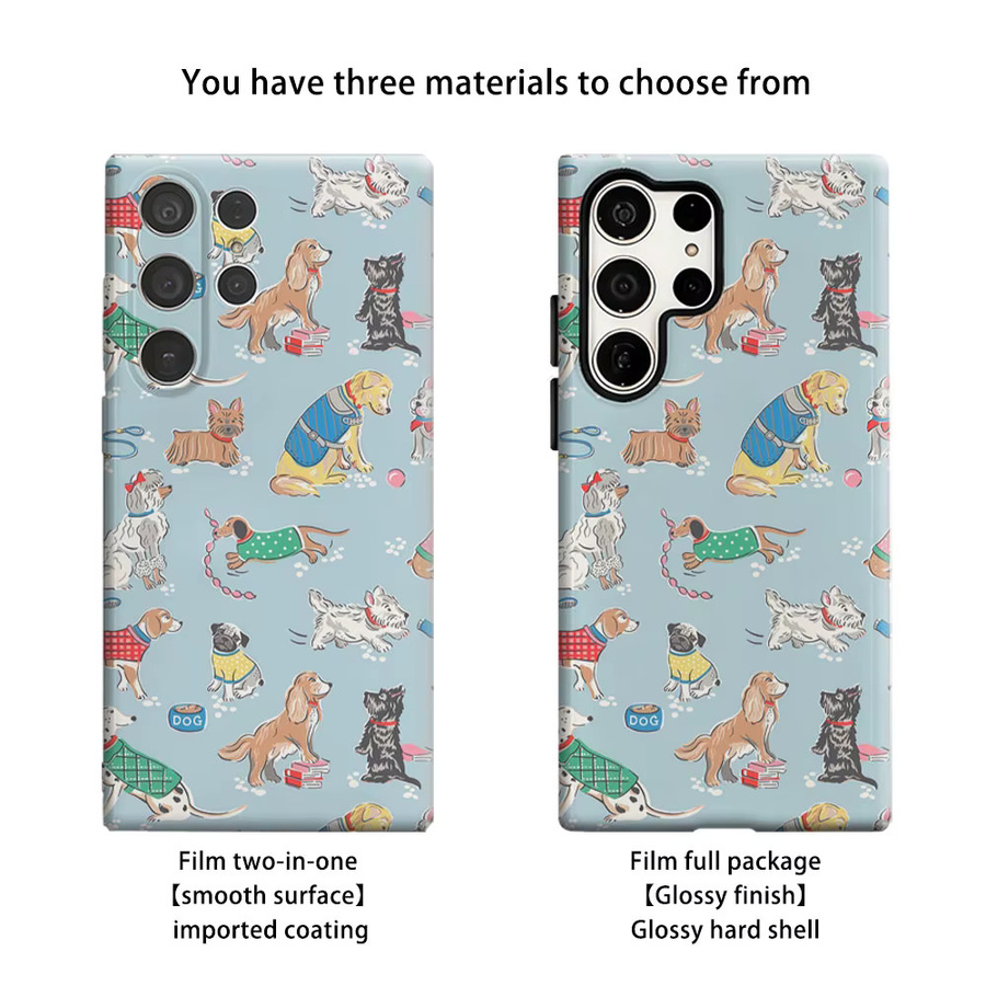 Aurbe Handyhülle mit niedlichem Hundemotiv für Samsung Galaxy S26 S25 S24 S23 Ultra Plus HD Hardcase mit doppellagiger Schutzfolie - Bild 2