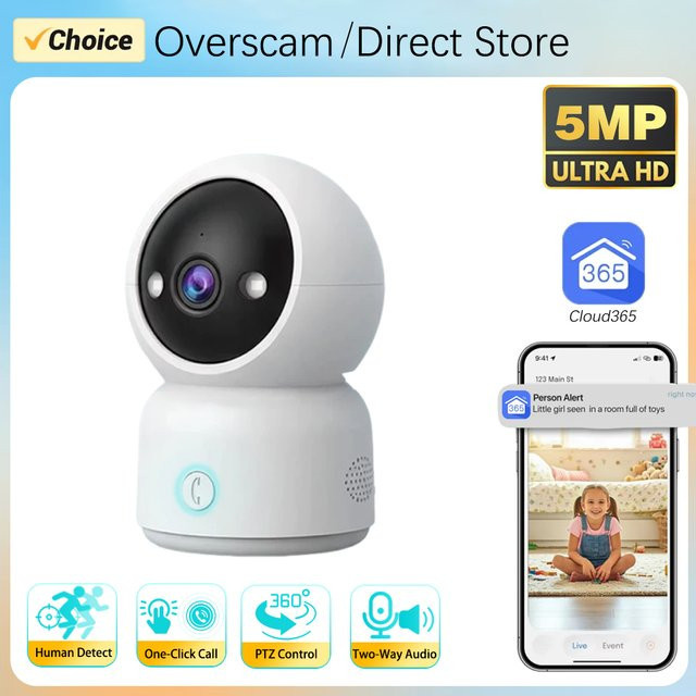 Cloud365 Kabellose PTZ-Überwachungskamera mit Ein-Klick-Anruf und Auto-Tracking als Smart Home Babymonitor in Weiß - Bild 1